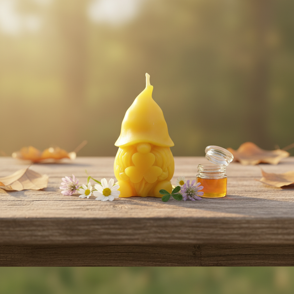 Bienenwachs‑Wichtel mit Kleeblatt