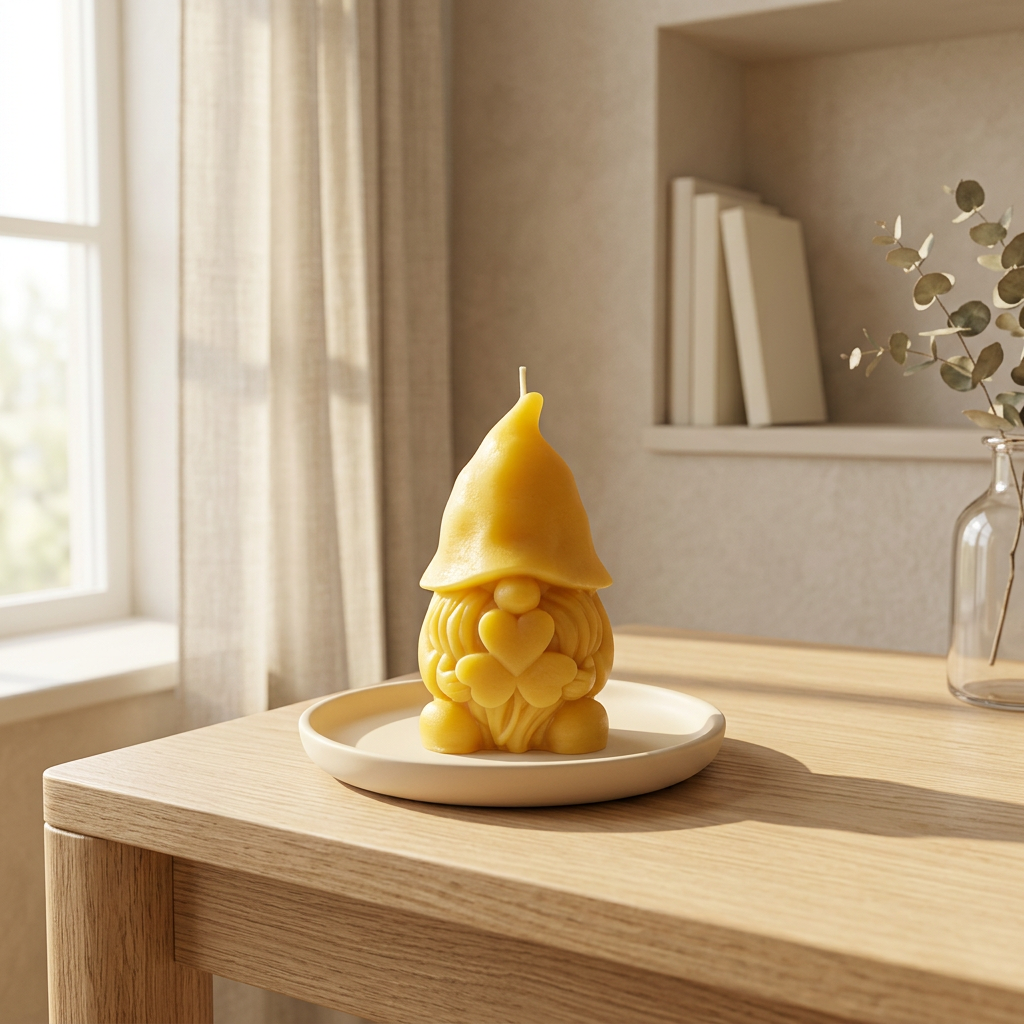 Bienenwachs‑Wichtel mit Kleeblatt