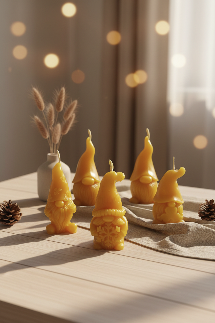 Bienenwachs-Wichtel mit Schneeflocke