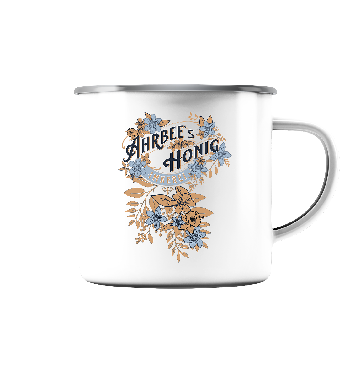 Ahrbee`s - Emaille Tasse (Silber)