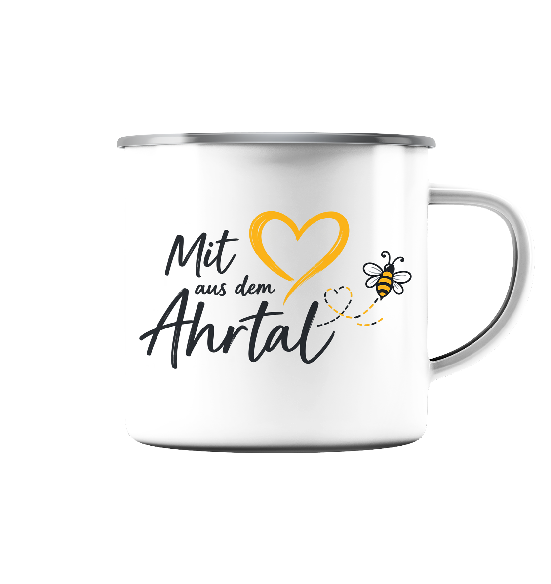 Mit Herz aus dem Ahrtal Bee Kollektion - Emaille Tasse (Silber)